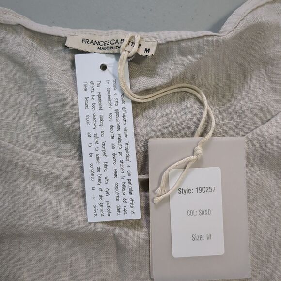 FRANCESCA BETTINI WOMEN'S 100% LINEN SHORT SLEEVES TOP SHIRT medium new with tag - Picture 5 of 6